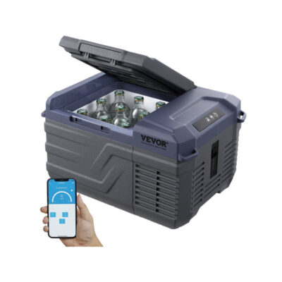 Automobilinis kompresorinis šaldytuvas VEVOR 9 L, 12/24 V DC + 100–240 V AC, -20 °C iki +20 °C