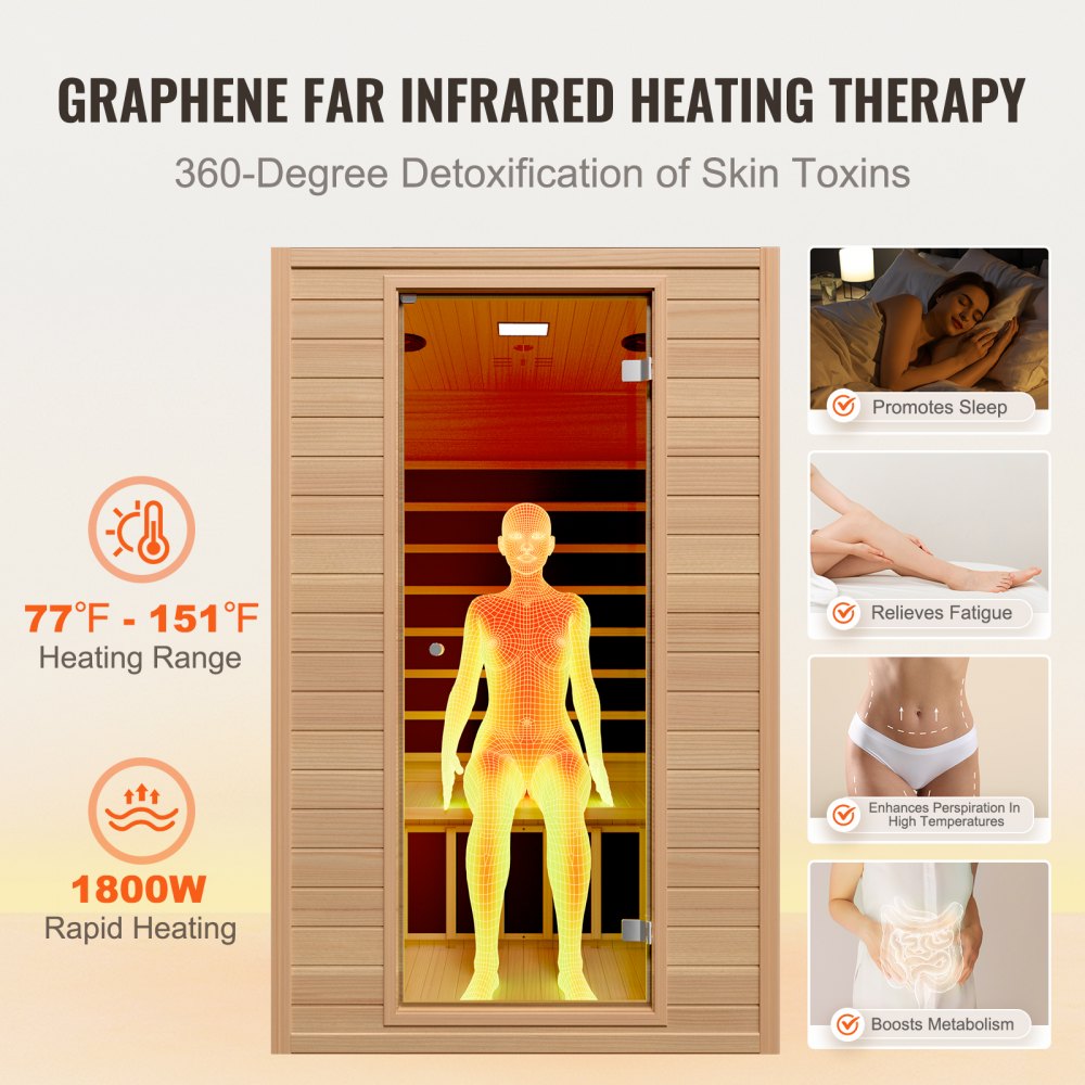 Infraraudonųjų spindulių sauna VEVOR FRB-2M3, 2 asm., 1800 W