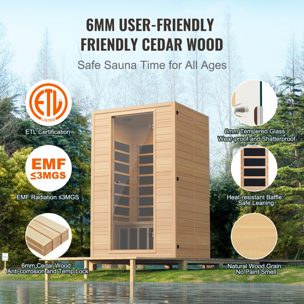 Infraraudonųjų spindulių sauna VEVOR FRB-2M3, 2 asm., 1800 W